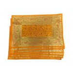 Indian Silk Table Runner with 6 Placemats & 6 Coaster in Orange Color Size 16x62